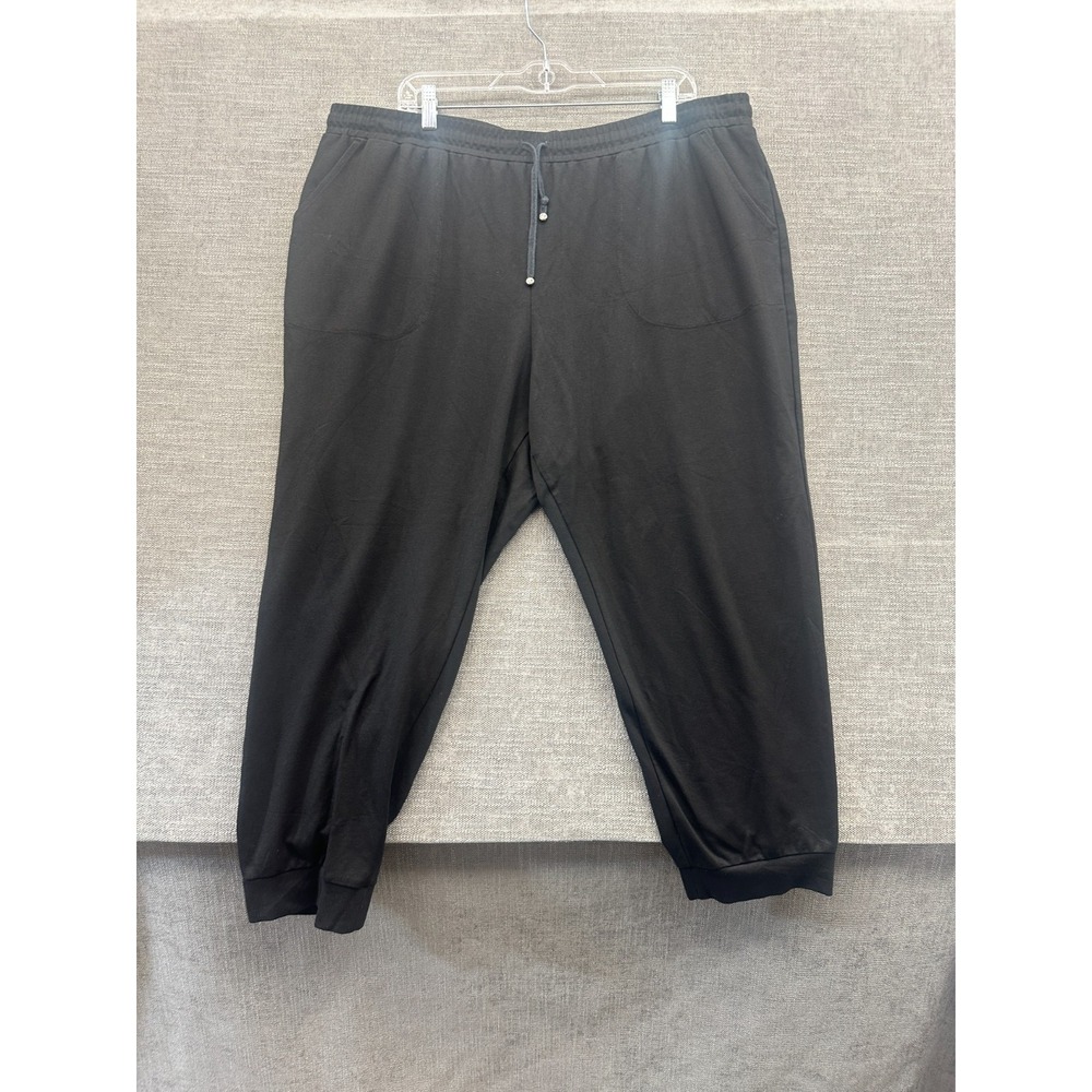 Max Studio Jogger Pants Womens 3X Black Rayon Stretch Drawstring Waist Tapered